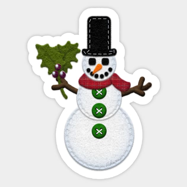 Felt Look Snowman with Stitching | Christmas Ornies by Cherie(c)2021 Sticker by CheriesArt